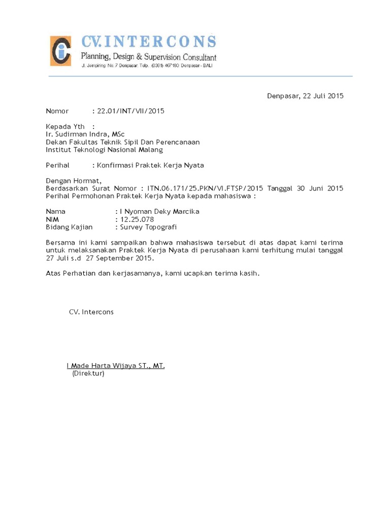 Surat Balasan Kp Deki