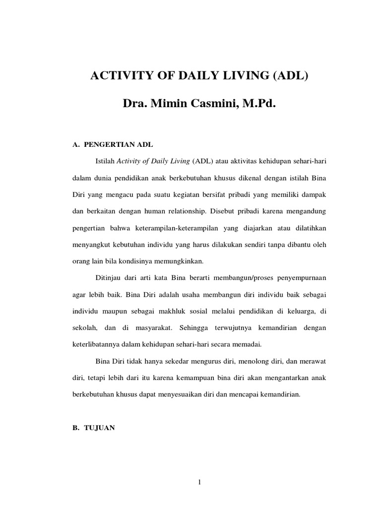 Aktivity of Daily Living PDF | PDF