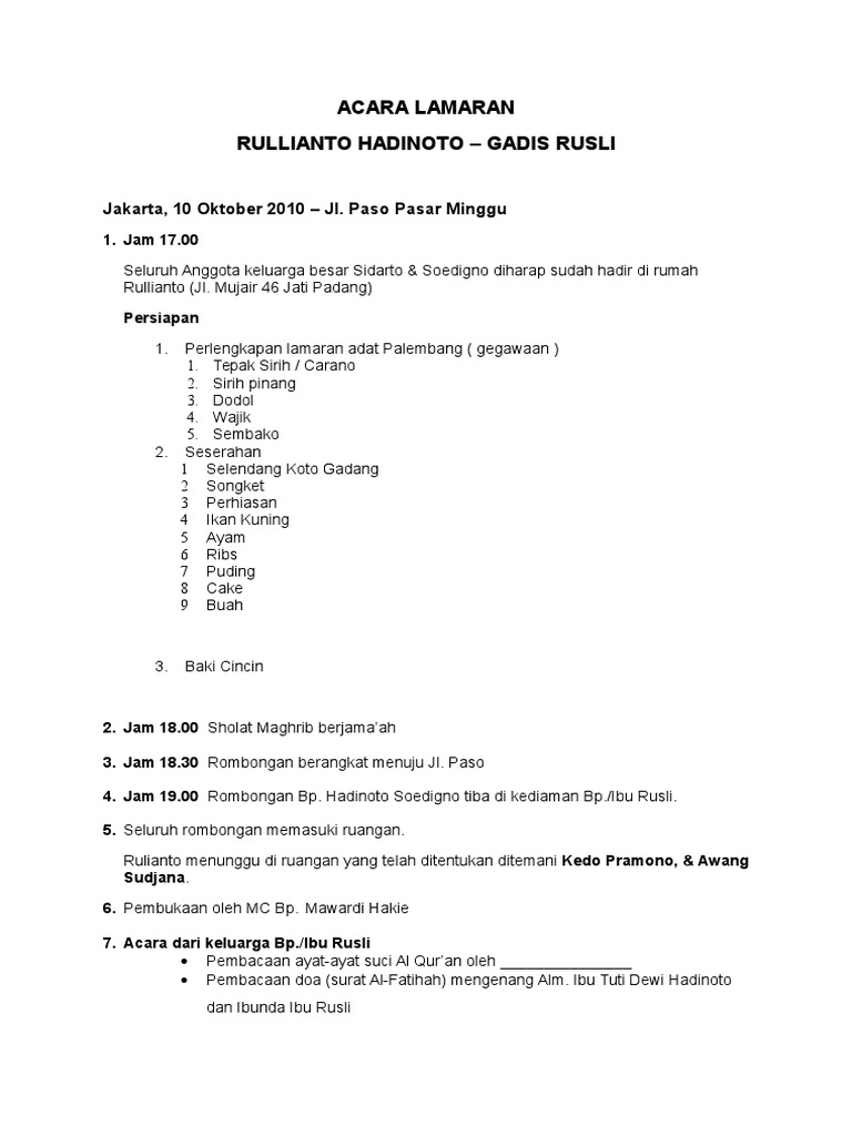 Susunan Acara Tunangan Sederhana Belajar