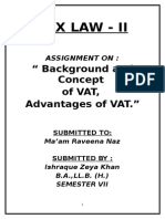 Tax Law - Ii: " Background and Concept of VAT, Advantages of VAT."