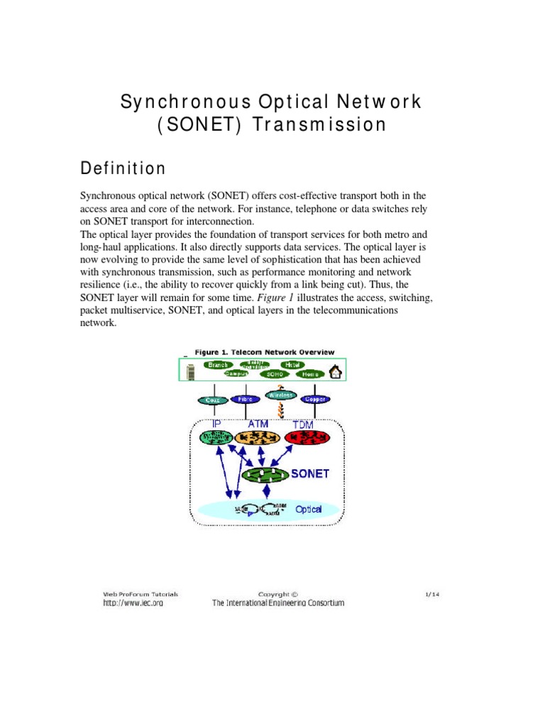 Synchronous Optical Network (SONET) Transmission | PDF | Multiplexing ...