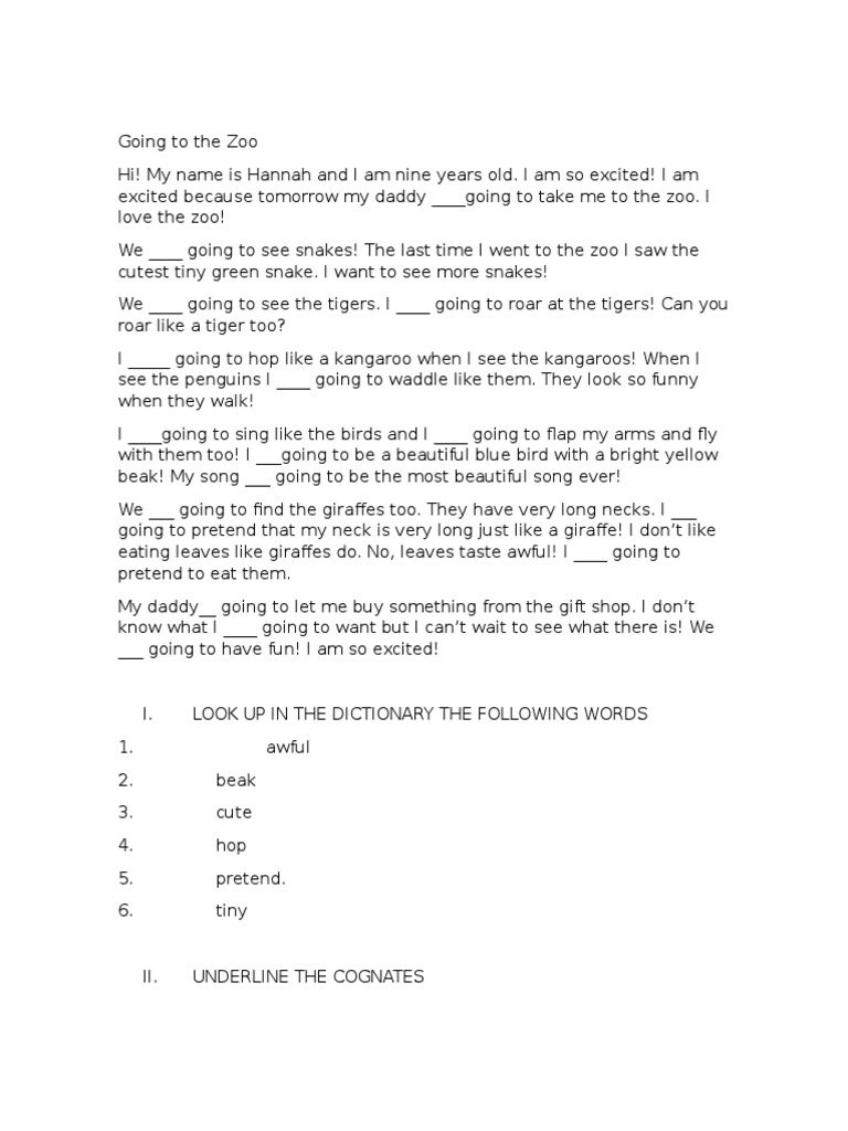 Going To The Zoo | PDF