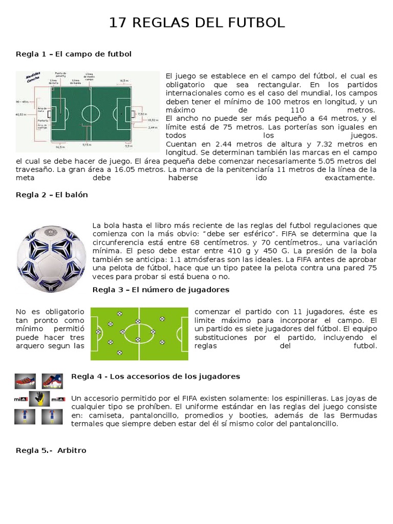 17 Reglas Del Futbol