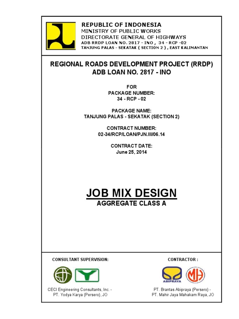 Job Mix Design: Regional Roads Development Project (RRDP) Adb Loan No ...
