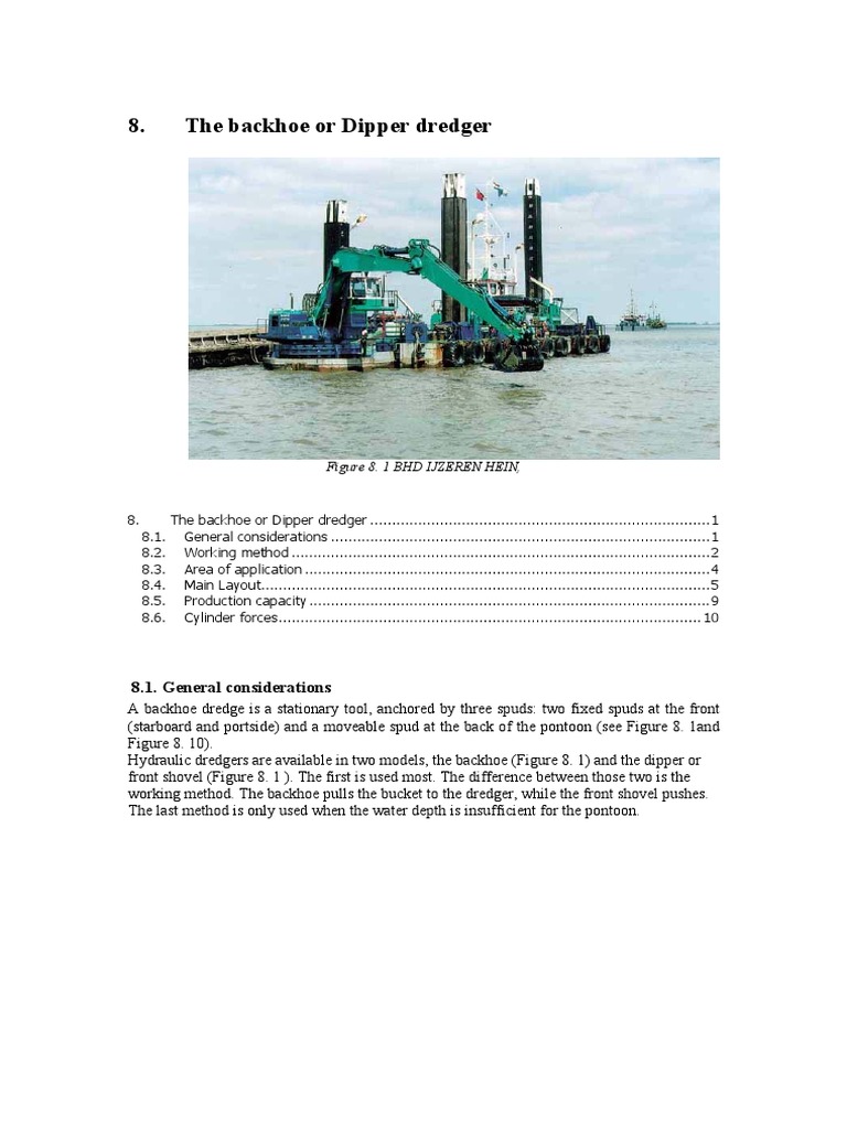 Chapter 8 Backhoe or Dipper Dredger PDF PDF Dredging Soil