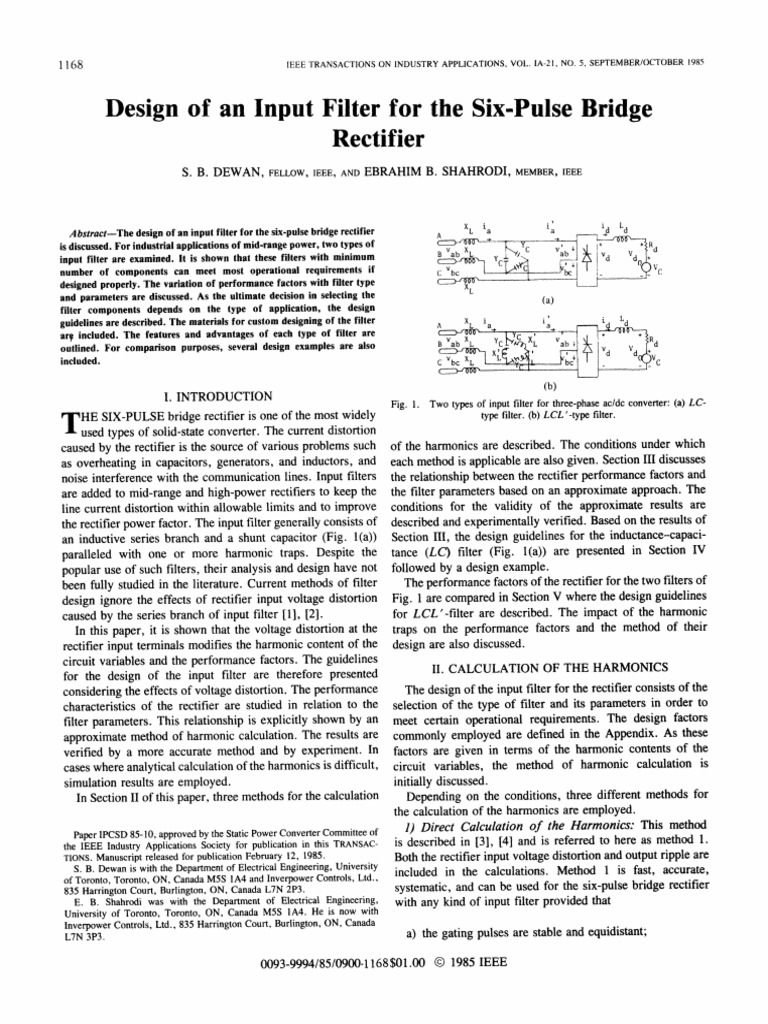 Design of Input Filter PDF Rectifier Electronic Filter