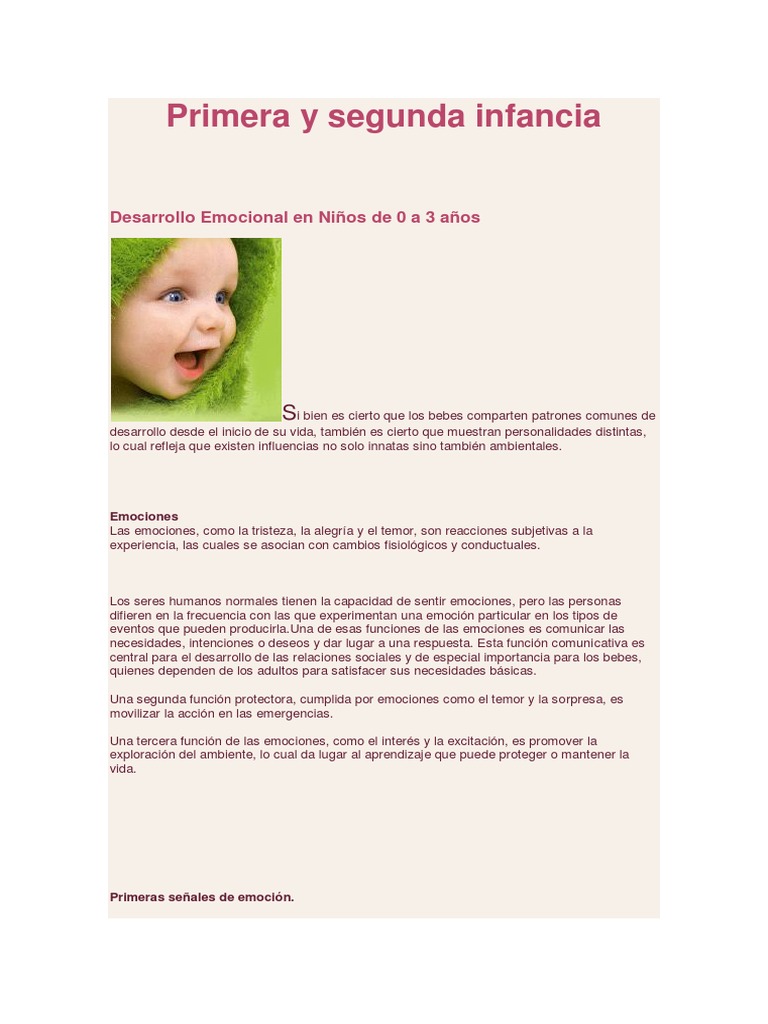 Desarrollo Emocional en la Infancia | PDF | Teoría de apego | Las emociones