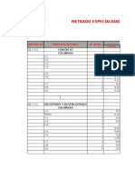 Metrado Especialidad de Estructuras: Partida #Especificaciones Medidas