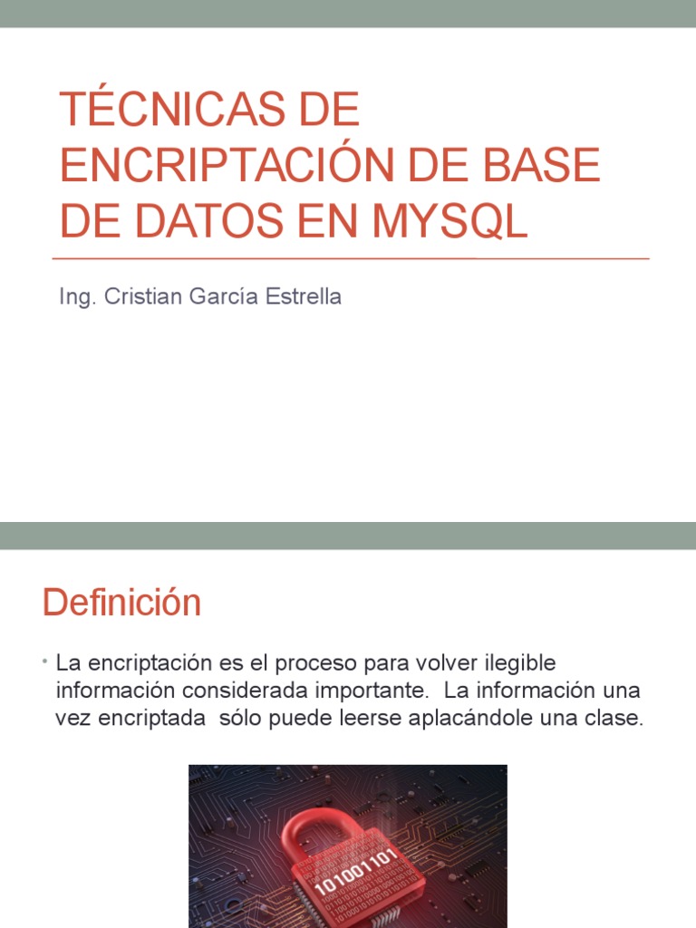 Técnicas de Encriptación de Base de Datos en Mysql | PDF | Cifrado ...