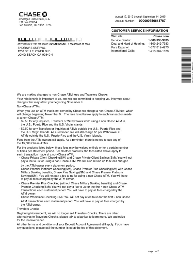 Chase Bank, N.A. P O Box 659754 San Antonio, TX 78265 9754