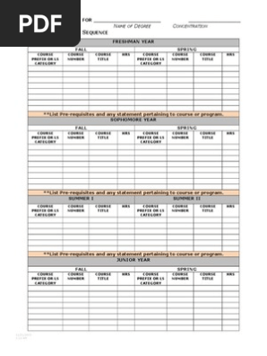 College Semester Plan Template
