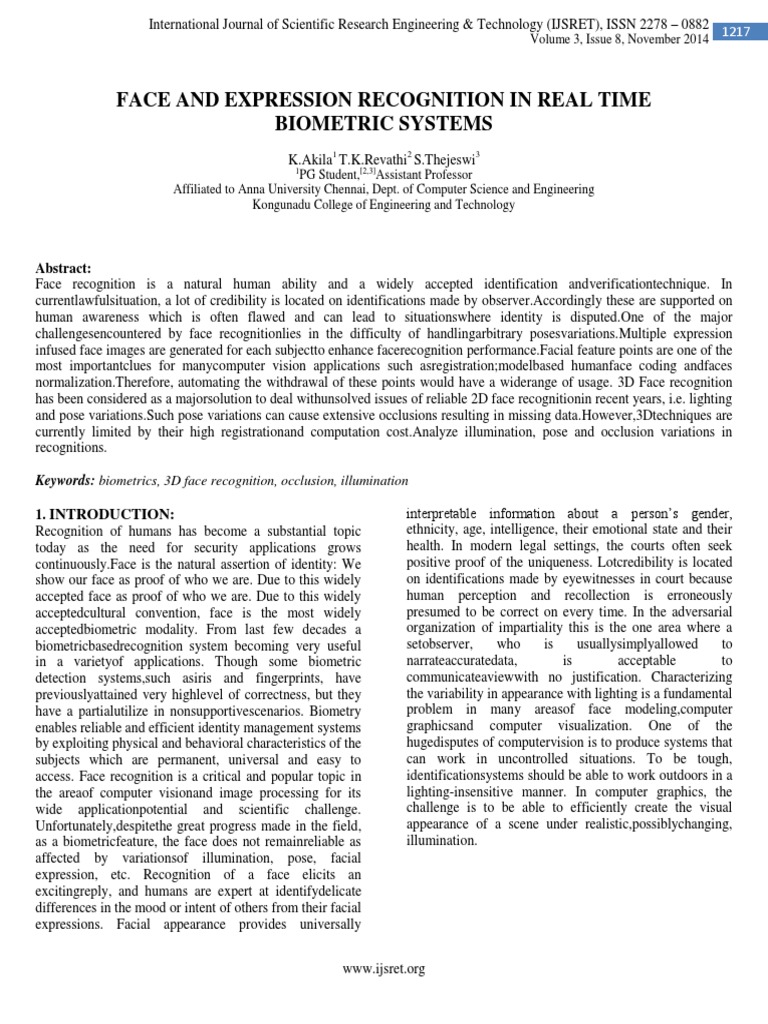 Real-Time Face and Expression Recognition | PDF | Areas Of Computer ...