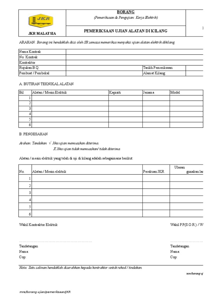 Borang Ujian Jkr Pdf