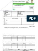 Application Format For Recruitment (One Form For One Post Only) P