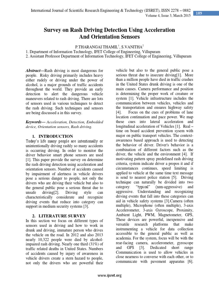 Rash Driving Detection Techniques | PDF | Global Positioning System ...