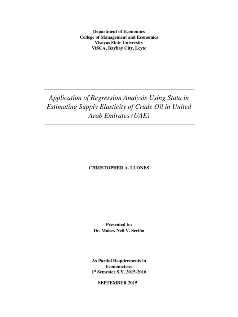 Estimating UAE Crude Oil Supply Elasticity | PDF