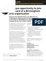 A Unique Opportunity To Join The Board of A Birmingham Arts Organisation