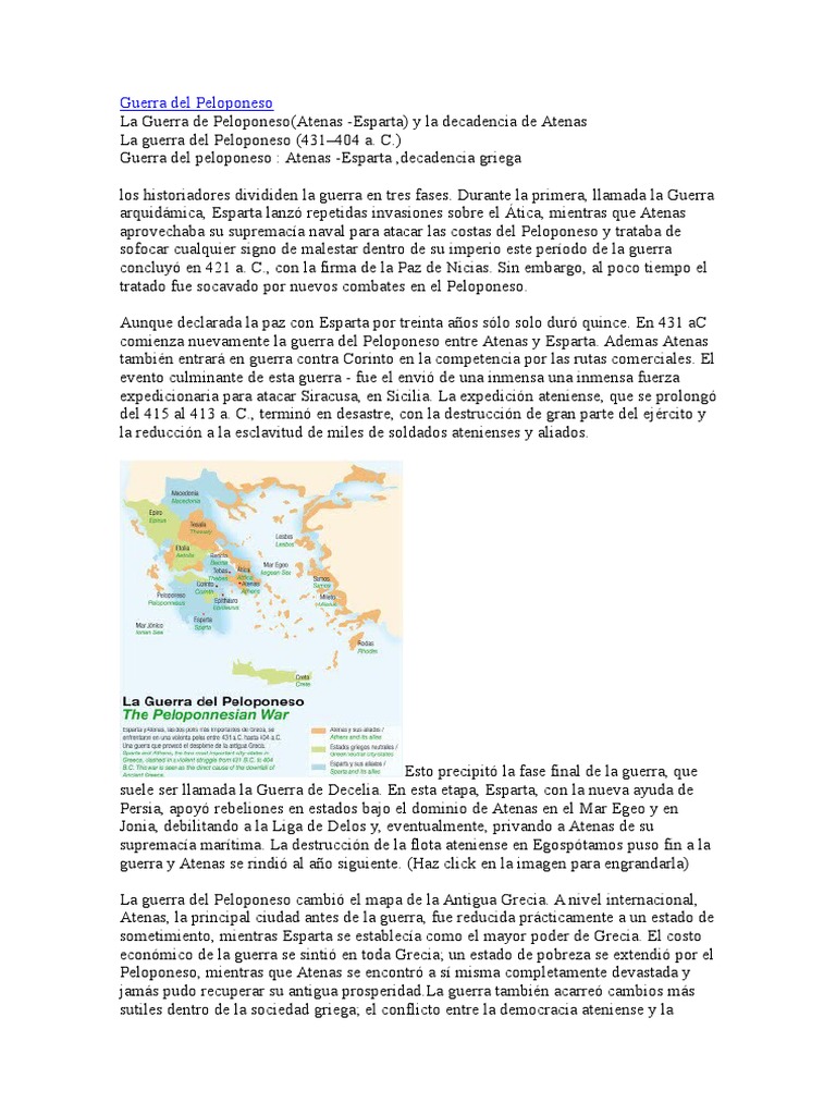 Resumen Guerra Del Peloponeso | Guerra del Peloponeso | Antigua Grecia