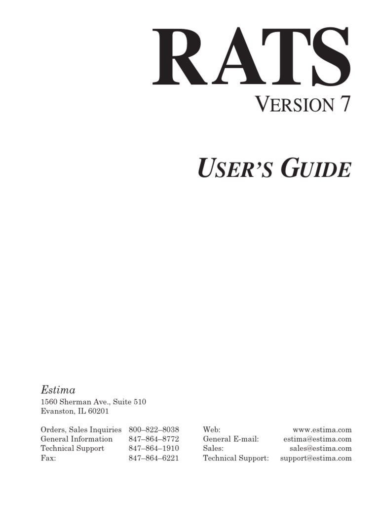 RATS 7.0 User's Guide | PDF | Regression Analysis | Vector