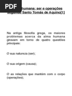 A alma humana- ser e operações segundo Santo Tomás de Aquino