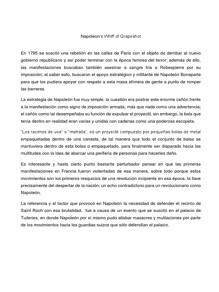Napoleon's Whiff of Grapeshot PDF Napoleón Munición