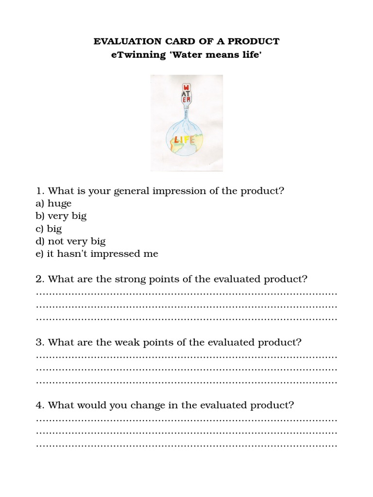 Product Evaluation Card Template | PDF