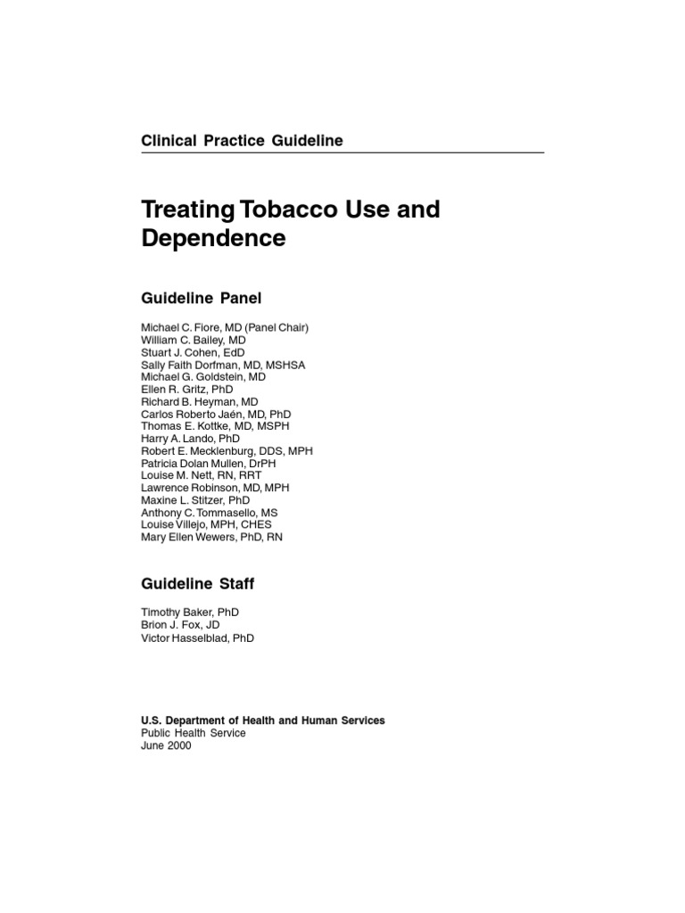 Treating Tobacco Use and Dependence Clinical Practice Guideline PDF