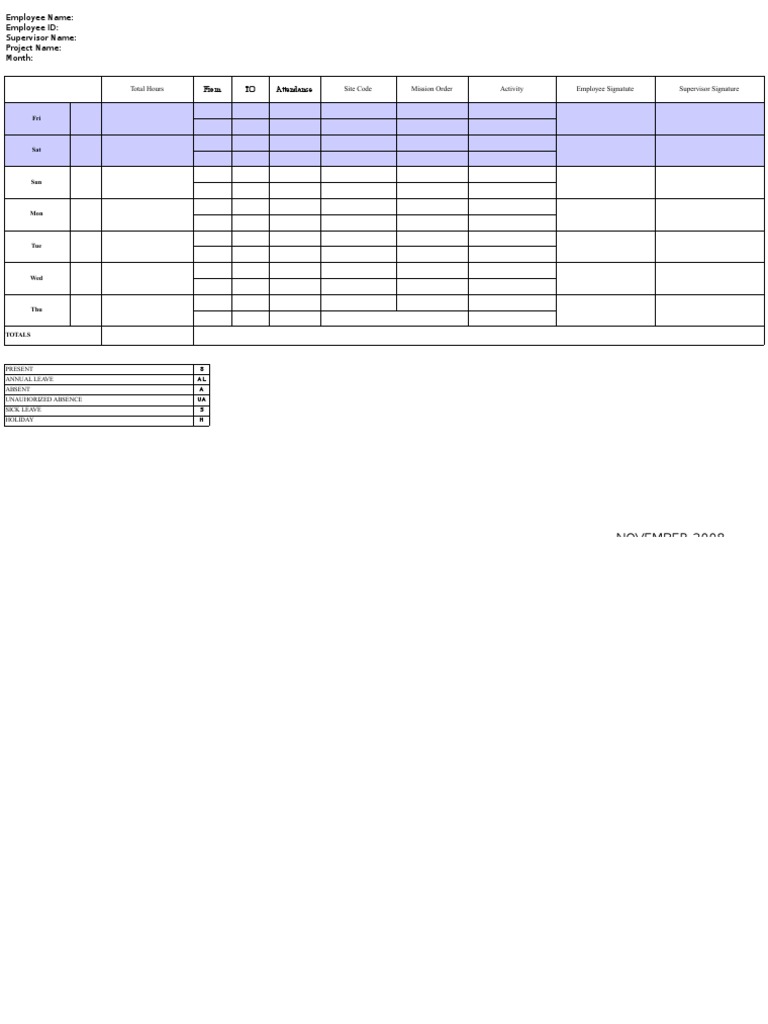 Total Hours Site Code Mission Order Activity Employee Signatute ...