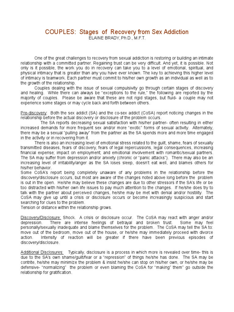 Couples Recovery From Sex Addiction | PDF | Human Sexual Activity ...