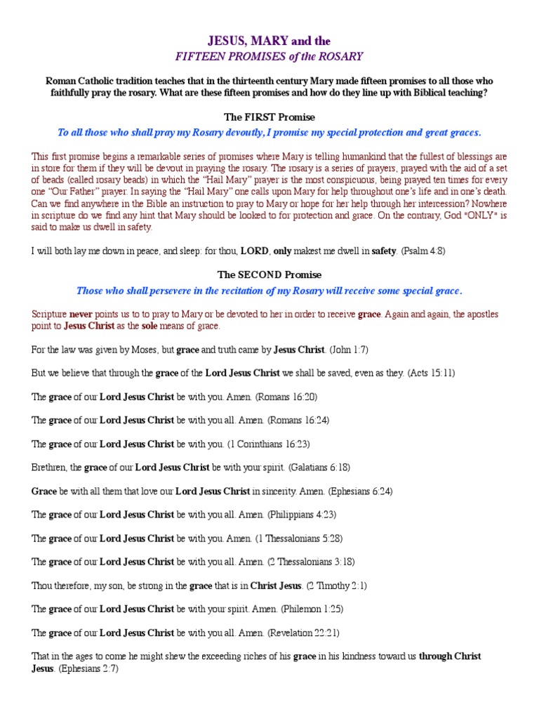 JESUS, MARY and the FIFTEEN PROMISES of the ROSARY | Eternal Life