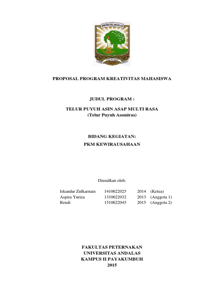 Proposal Pkmk Unand Payakumbuh Telur Asin Assmiras Asin Asap Multi Rasa