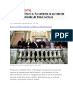  Se Define Si El Parlamento Le Da Voto de Confianza a Gabinete de René Cornejo