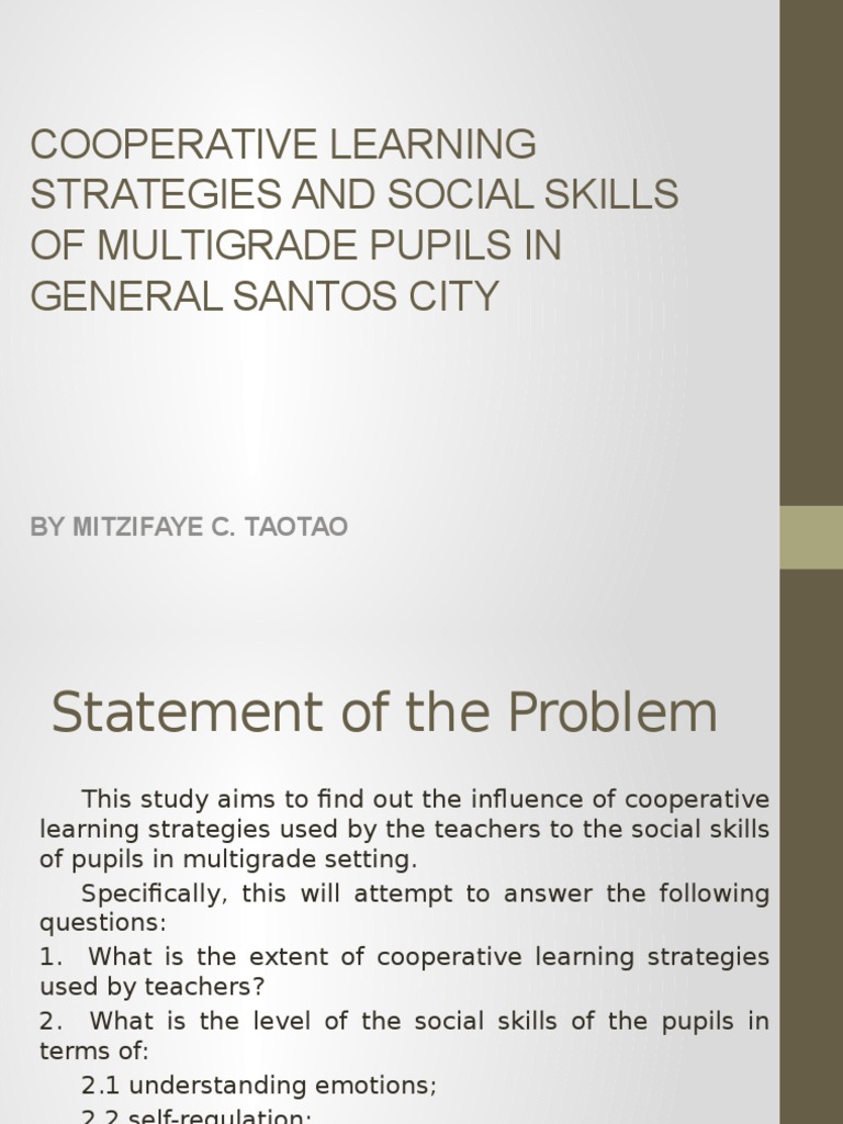 Cooperative Learning and Social Skills | PDF | Career & Growth