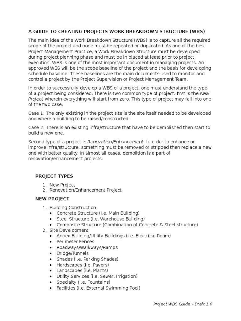 A Guide To Creating WBS | PDF | Project Management | Building Engineering