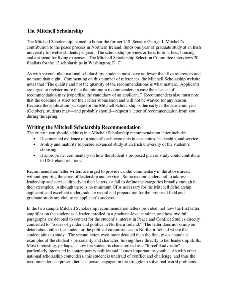 Mitchell scholarship personal statement example picture