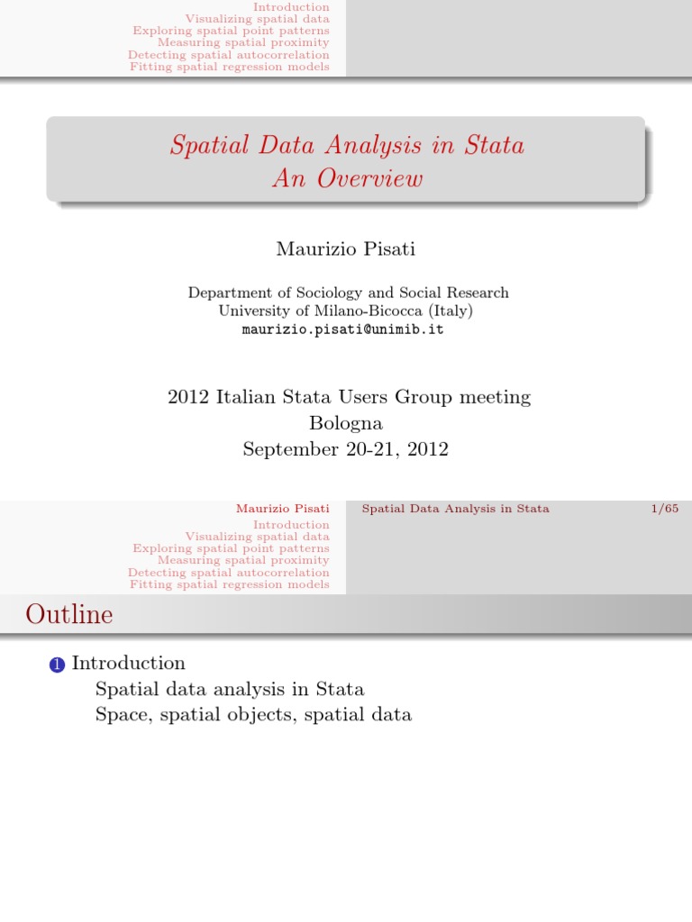 Spatial Data Analysis with Stata Commands | PDF