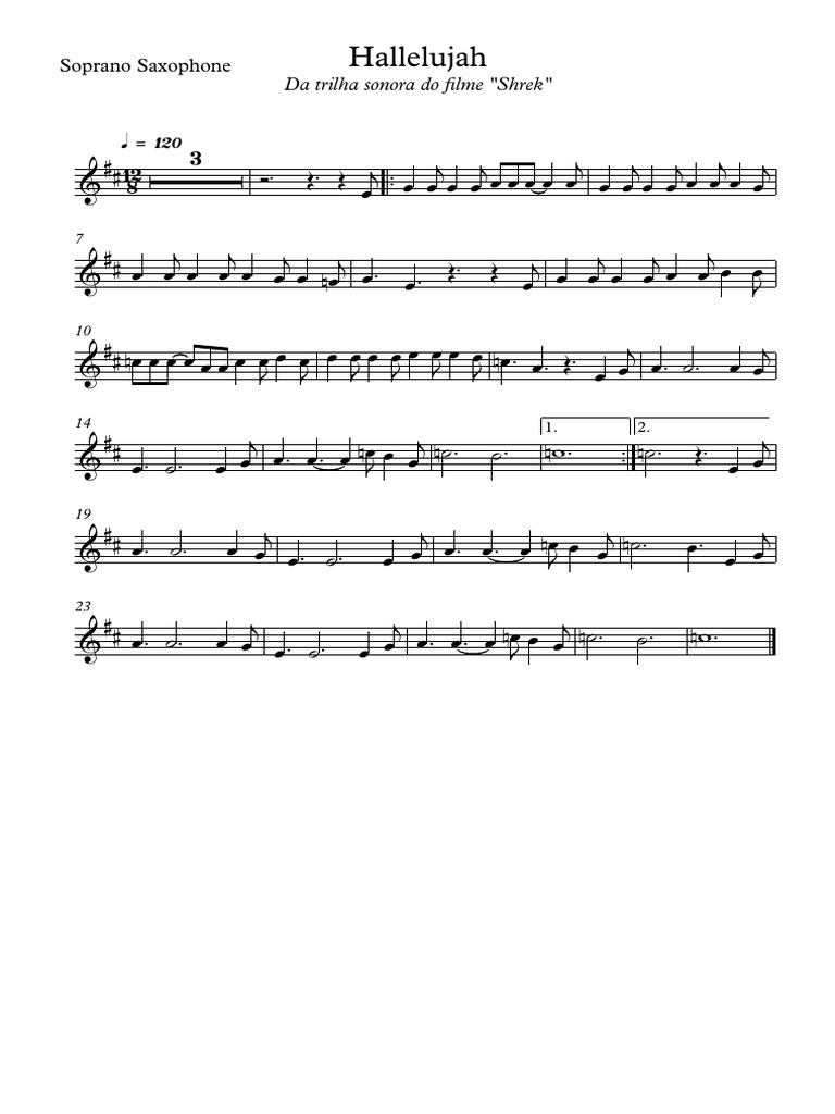 Hallelujah Shrek Full Score Soprano Saxophone 20151119 1206