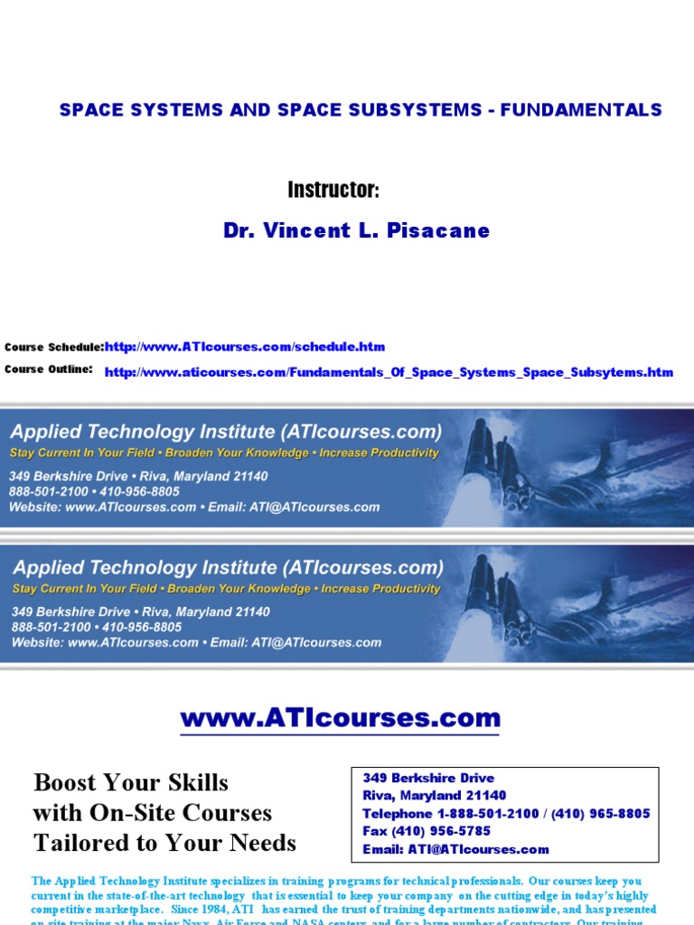 Space Systems and Space Subsystems Fundamentals Course Sampler ...