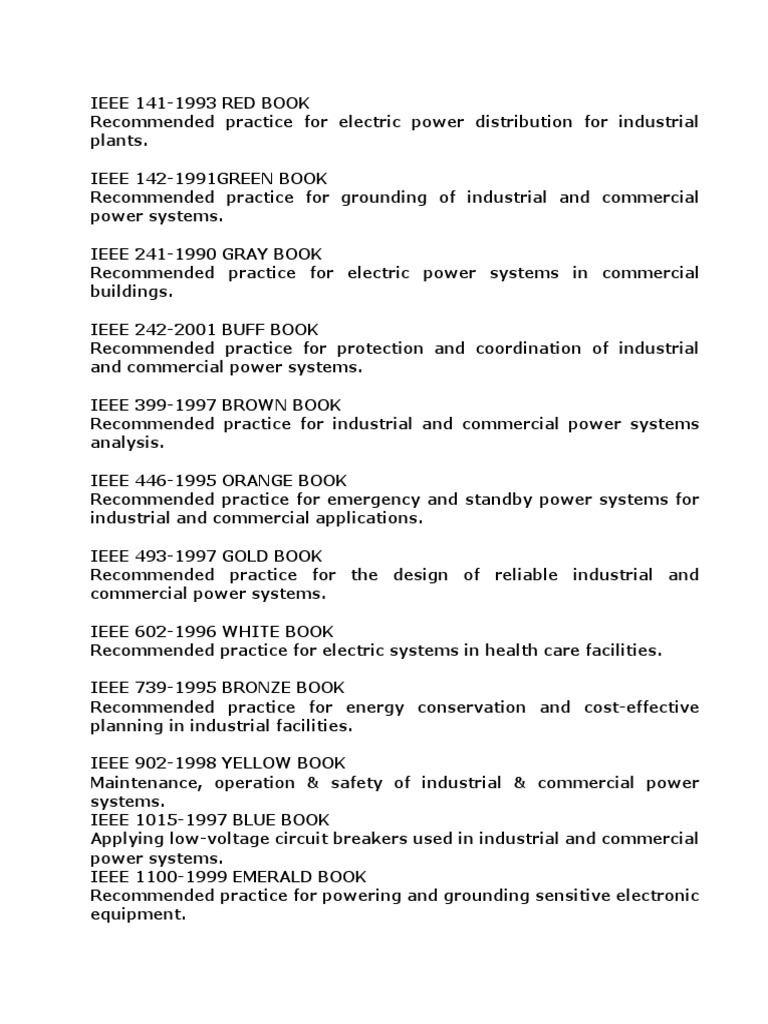 IEEE Color Books Overview for Power Systems | PDF | Computers