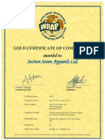 2015-05-22 Certificate 14874 (Gold) Section Seven Apparels