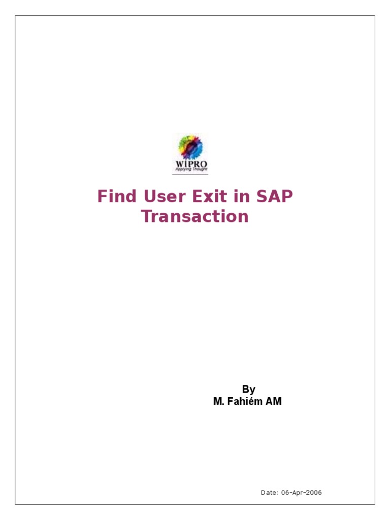 Finding User Exits in SAP Transactions | PDF | Parameter (Computer ...
