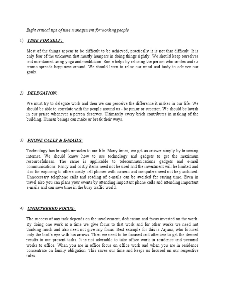 Tips of Time Management | PDF | Professional Skills | Procrastination