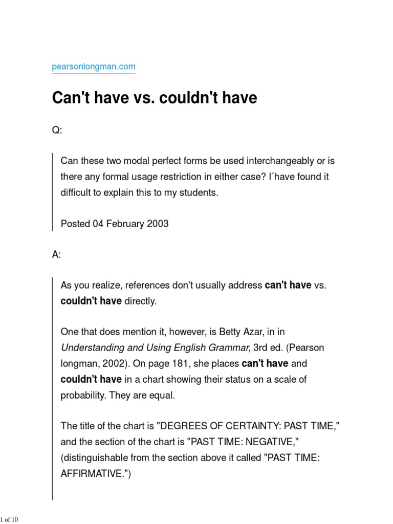 Can't Have vs. Couldn't Have Explained | PDF | Modal Logic | English ...