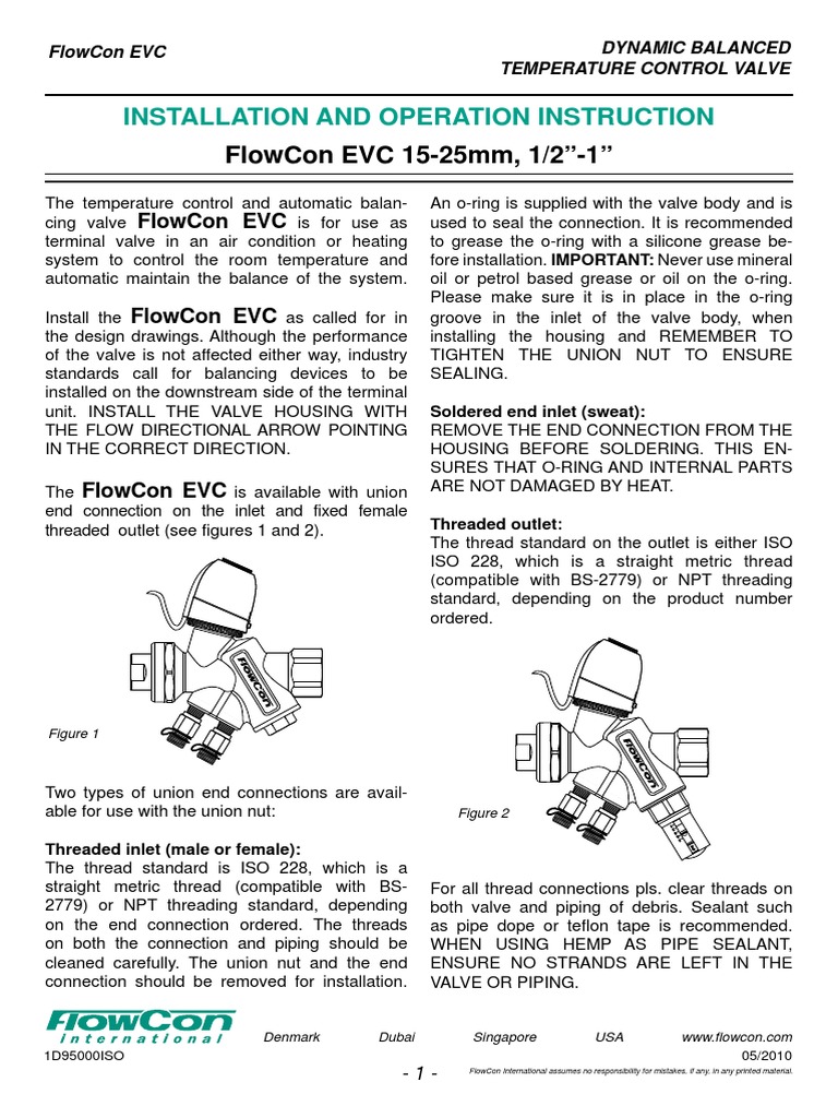 FlowCon EVC Actuator Installation Guide | PDF | Valve | Building ...
