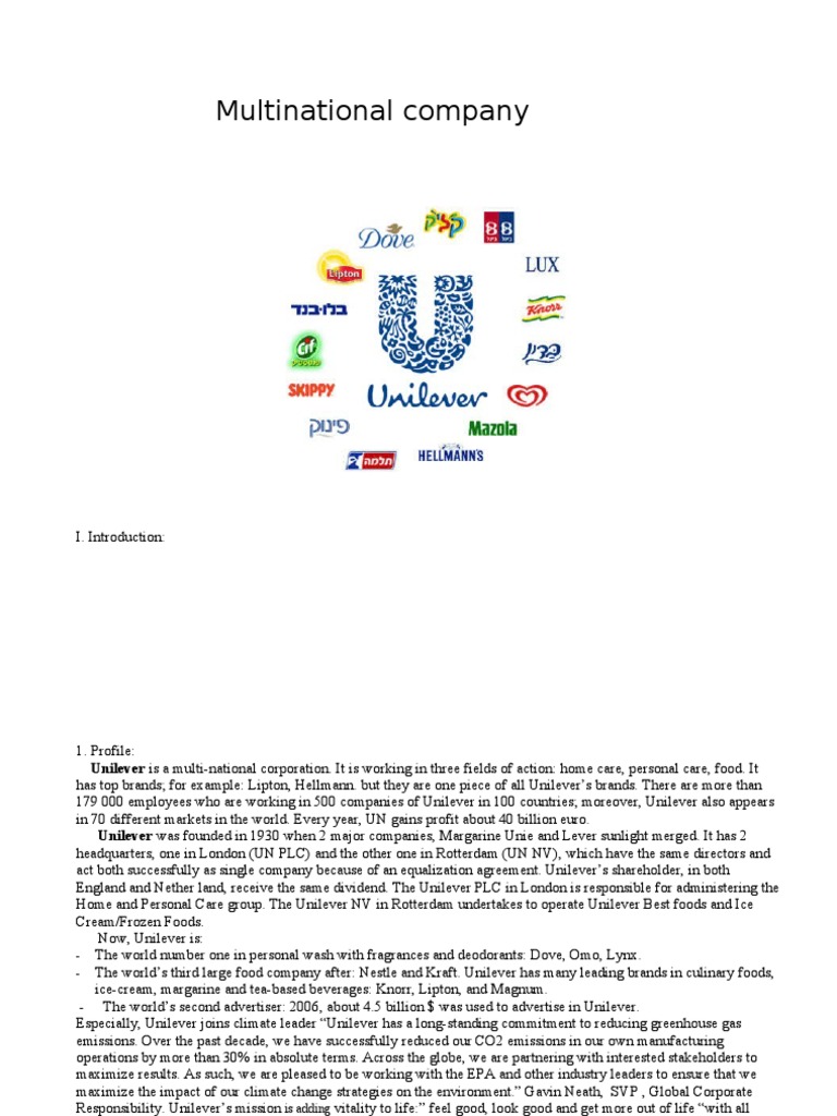 Multinational Company Profile Unilever