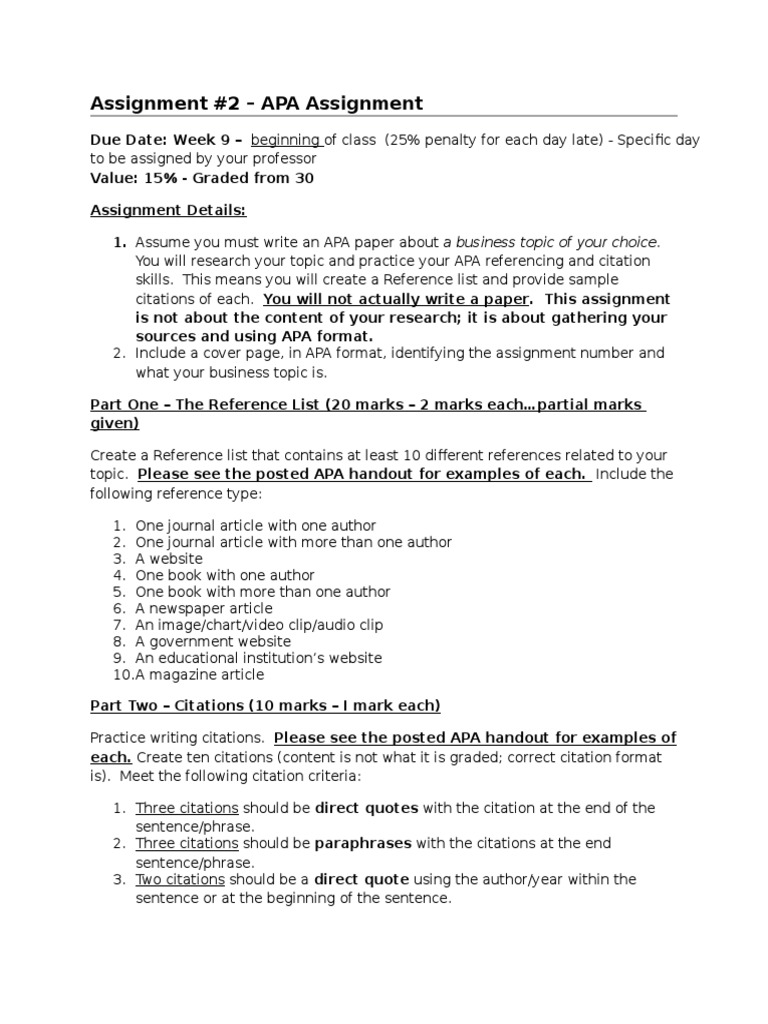 Assignment #2 APA 1HW12 | PDF