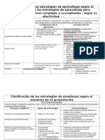 Clasificación de Las Estrategias de Aprendizaje Según El Proceso Cognitivo y La Finalidad