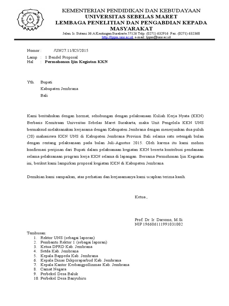 Surat Permohonan Ijin Kegiatan