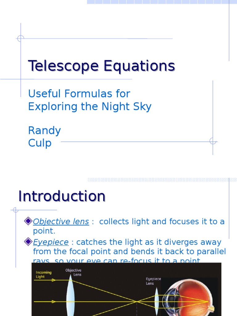 Telescope Equations Angular Resolution Telescopic Sight Free 30