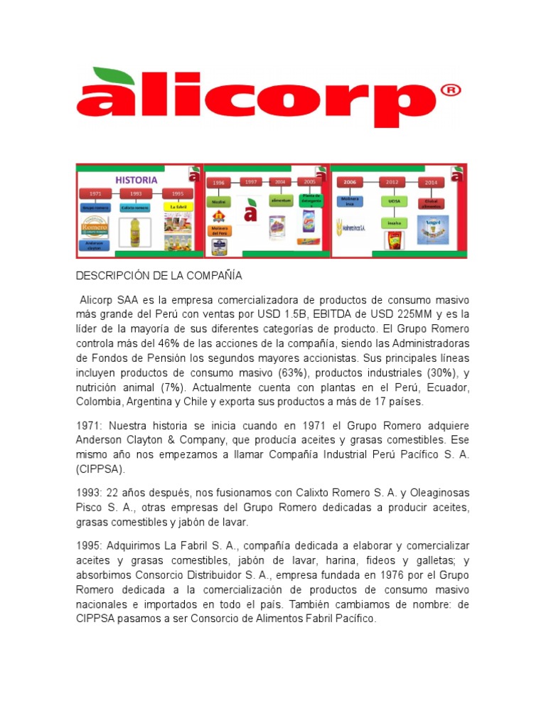 Alicorp SAA: Líder en Consumo Masivo Perú | PDF | Recursos humanos ...